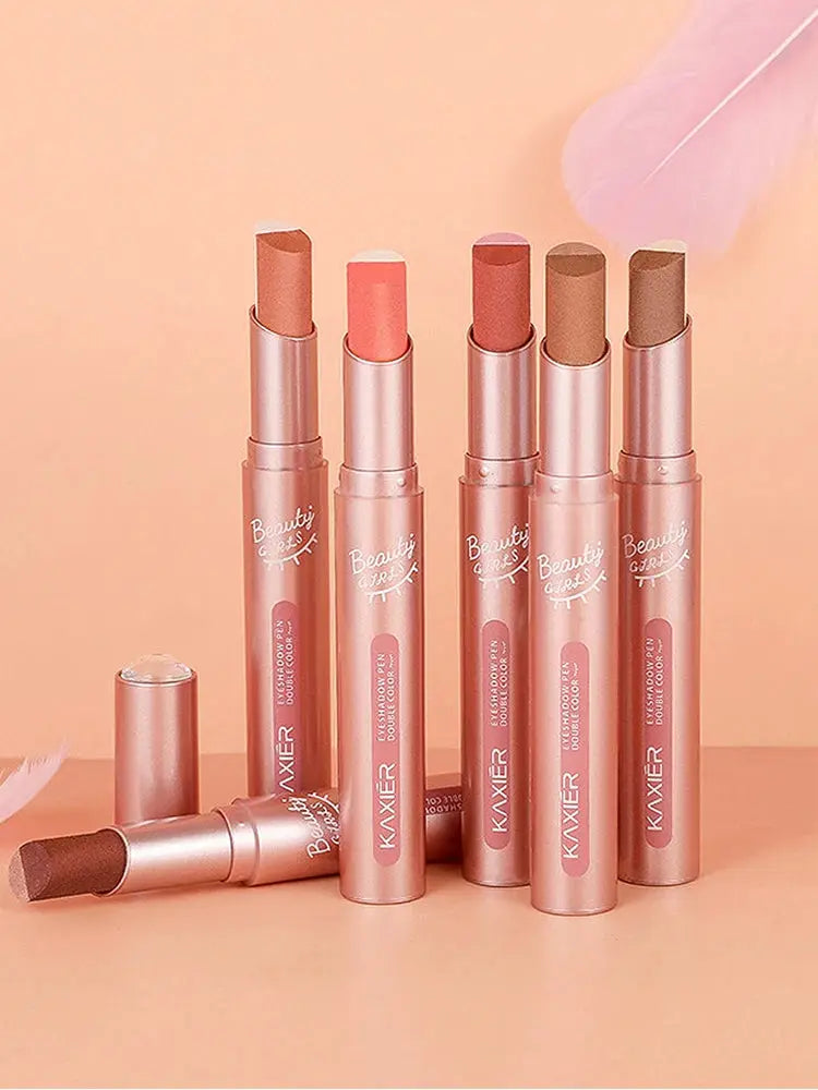 Gradient Two Color Eyeshadow Pen Dual Ended Waterproof Sweat Proof Pearlescent Finishes Long Lasting Wear