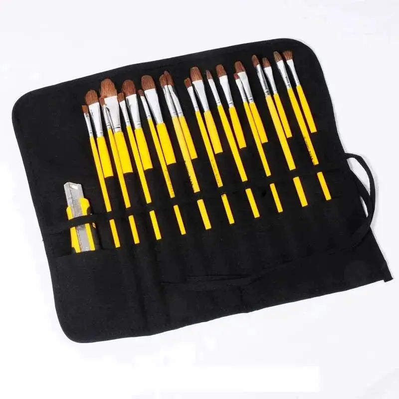 22 Slot Canvas Brush Roll Bag For Watercolor Gouache And Calligraphy Supplies, Roll Up Pen Storage Case
