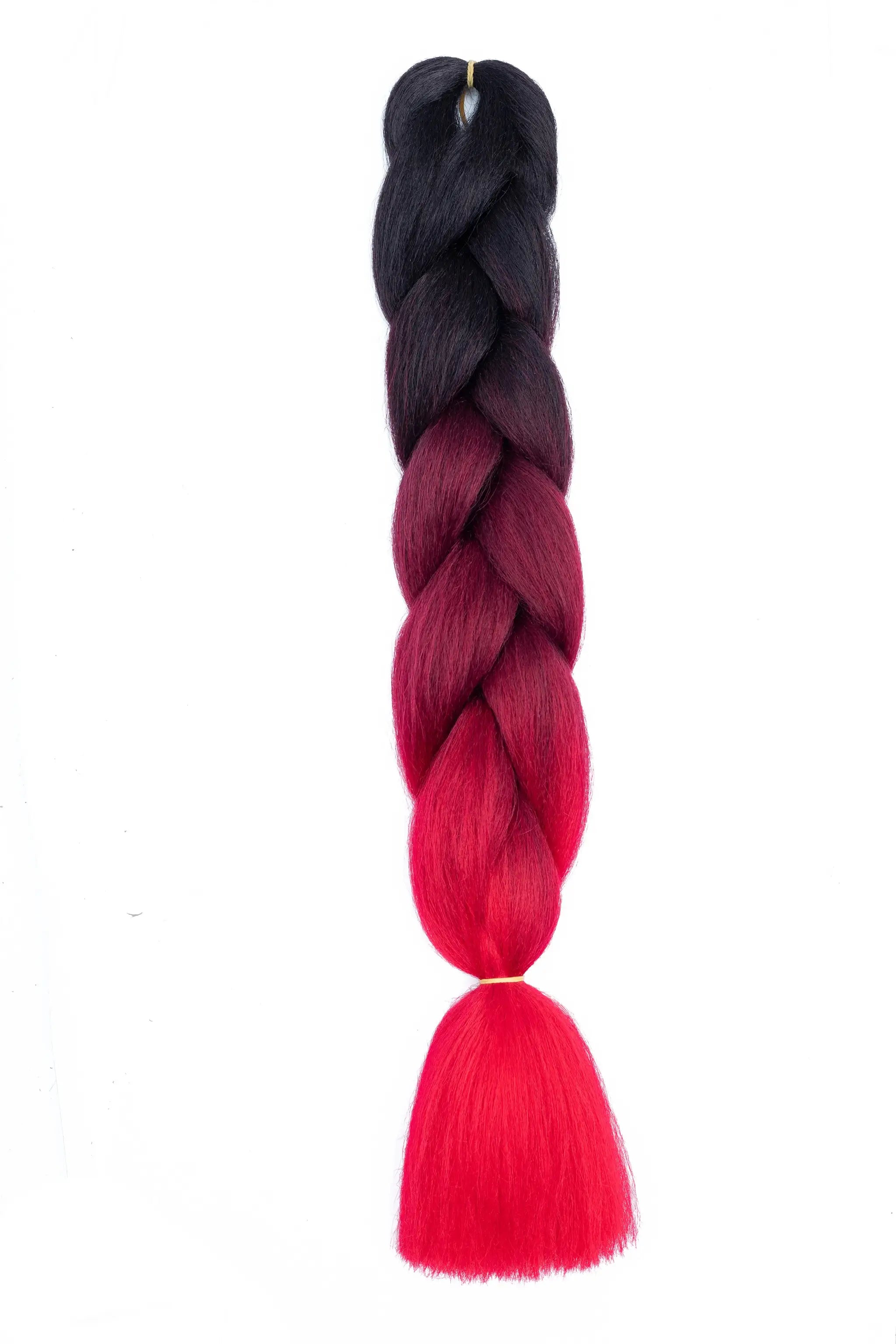 Jumbo braiding hair extensions, Afro ombre from black to red, 24 inches