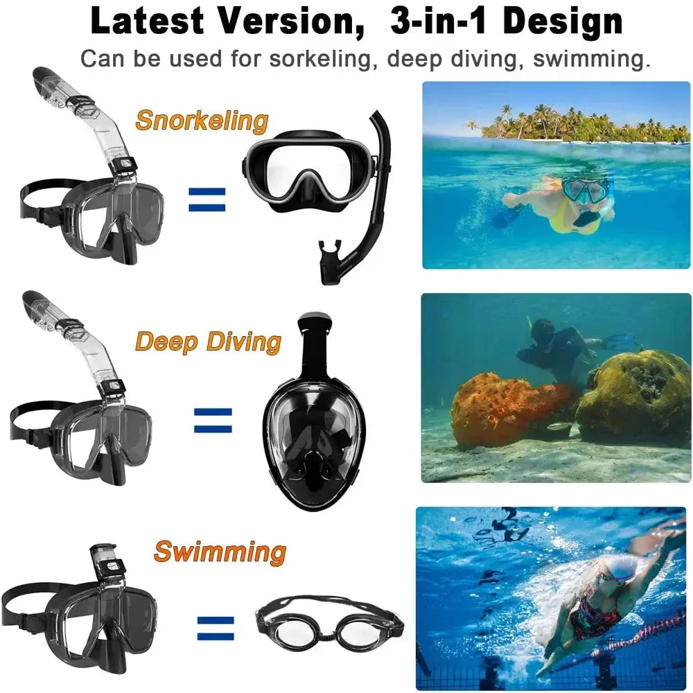 XIAOTREE Snorkeling Mask Half Face For Adults And Children Dry System Anti Fog Leakproof With Ultra Clear Vision