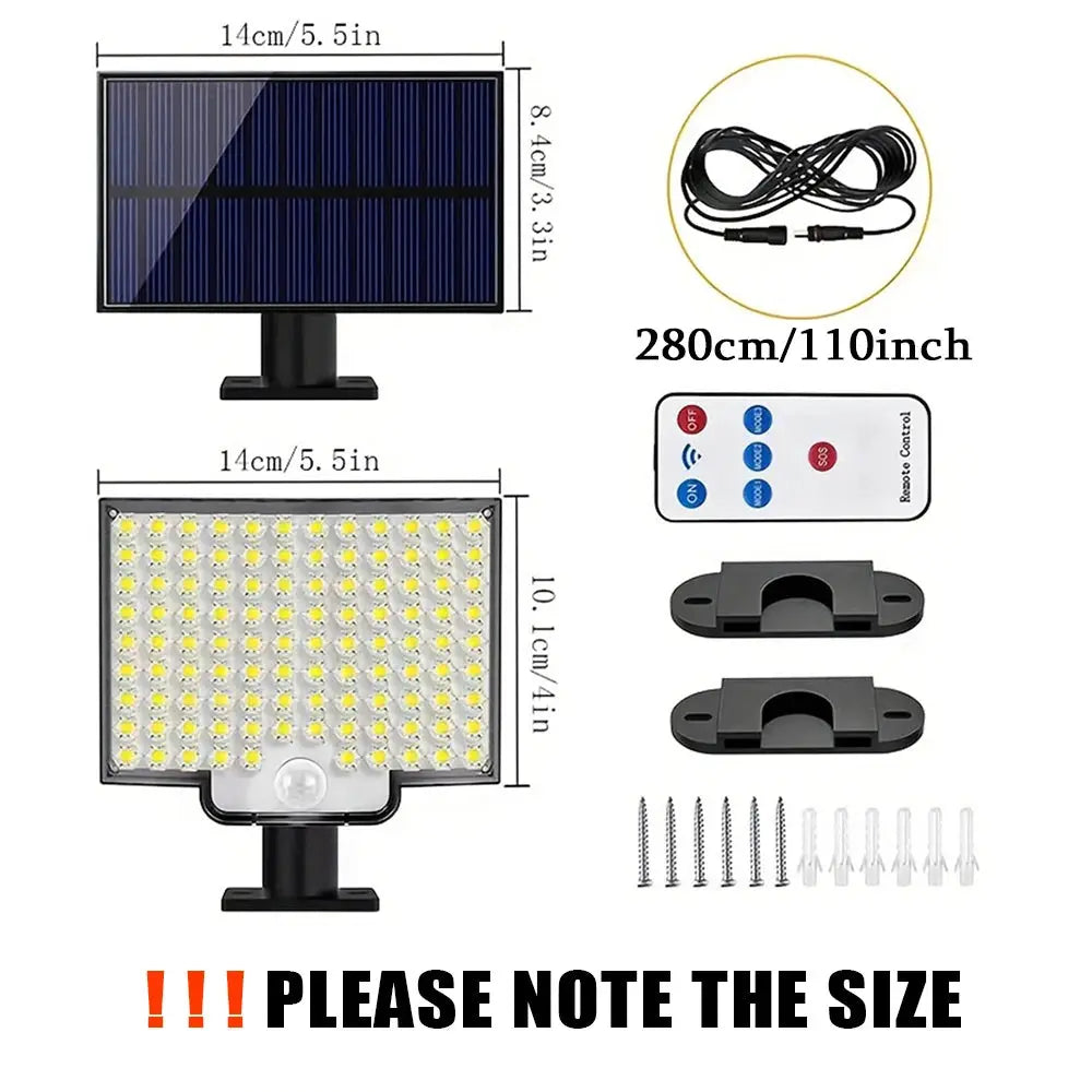 106LED Solar Outdoor Light With Motion Sensor And Remote Control Waterproof Wall Security Flood Lamp Patio Garden