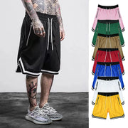 Men's basketball shorts by Simples Market, mesh quick-dry shorts with zip pockets; 7 color variants.