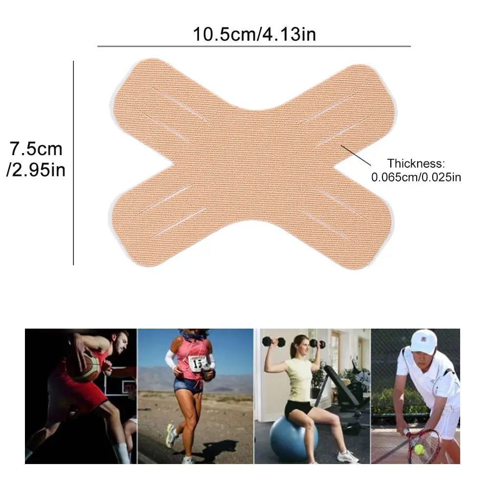 Kinesiology tape strips, beige, elastic waterproof athletic tape for knee, shoulder and elbow, 10-pack
