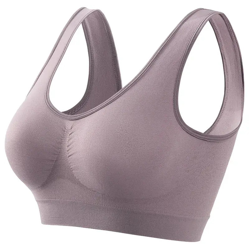 Simples Market wireless knit sports bralette with wide straps, seamless mauve tank bra
