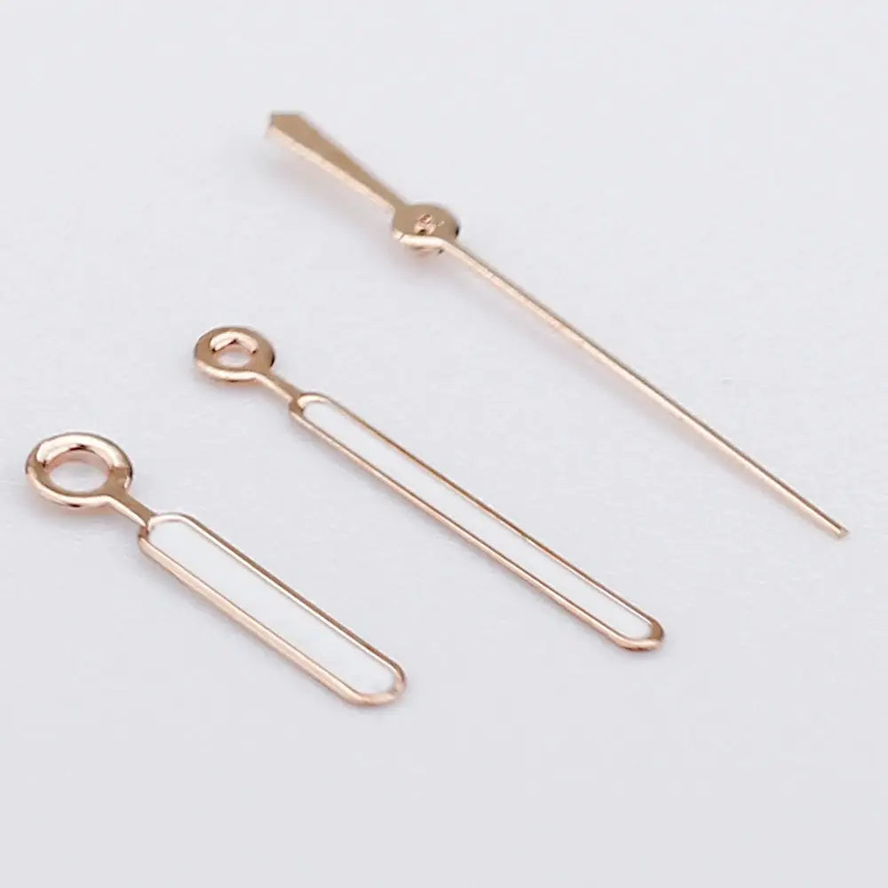 NH35 Watch Hands Set Rose Gold and Silver with Green Lume for NH34 NH35 NH36 Movements