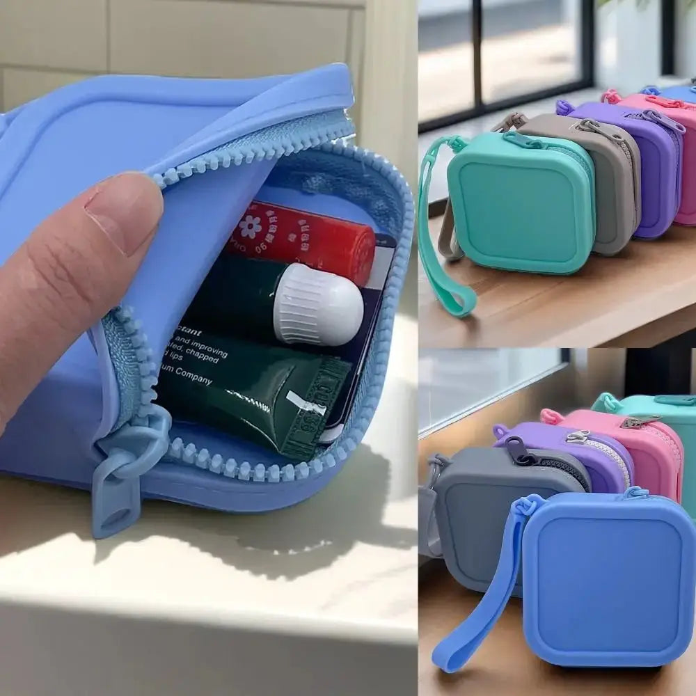 Silicone Organizer Wallet Pouch Waterproof Coin Purse Earphone Bag Travel Zipper Case for Students