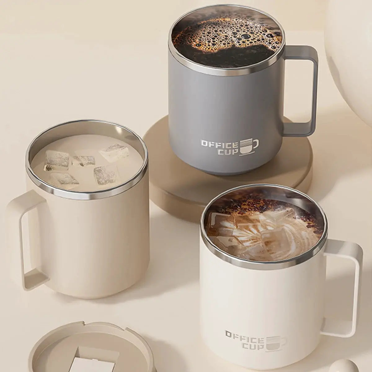 Double Wall Insulated 304 Stainless Steel Coffee Mug With Handle Leak Proof 500ml 16oz Drinkware For Adults And Students