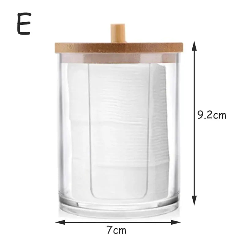 ClearNest Acrylic Storage Box Bathroom Organizer Transparent Box With Bamboo Lid For Cotton Pads Swabs QTips