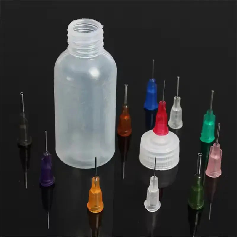 11 Needle Transparent Glue Bottle Polyethylene Needle Dispensing Bottle For Rosin Solder Flux Paste 30ml Or 50ml