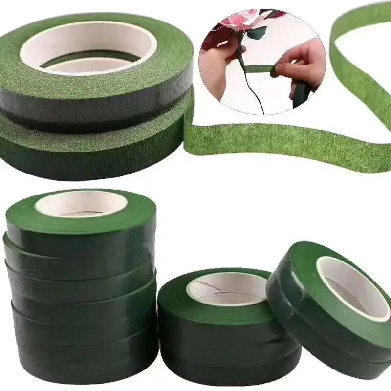 Green Flower Stem Sticks DIY Floral Material Handmade Wire Stem Self Adhesive Floriculture Tape Paper Tape For Bouquets