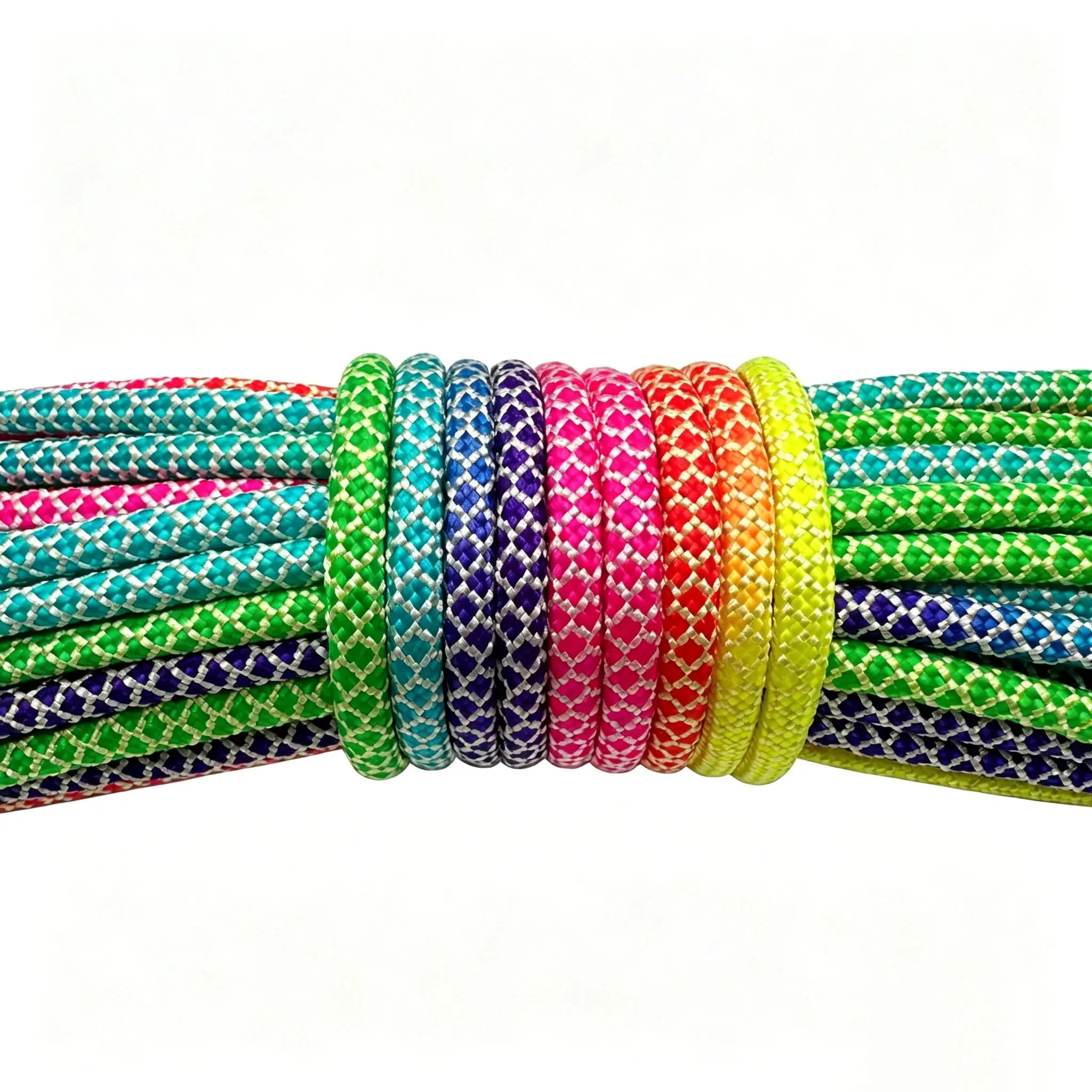 Rainbow paracord rope, 7‑strand braided cord, 2–4 mm, assorted colors
