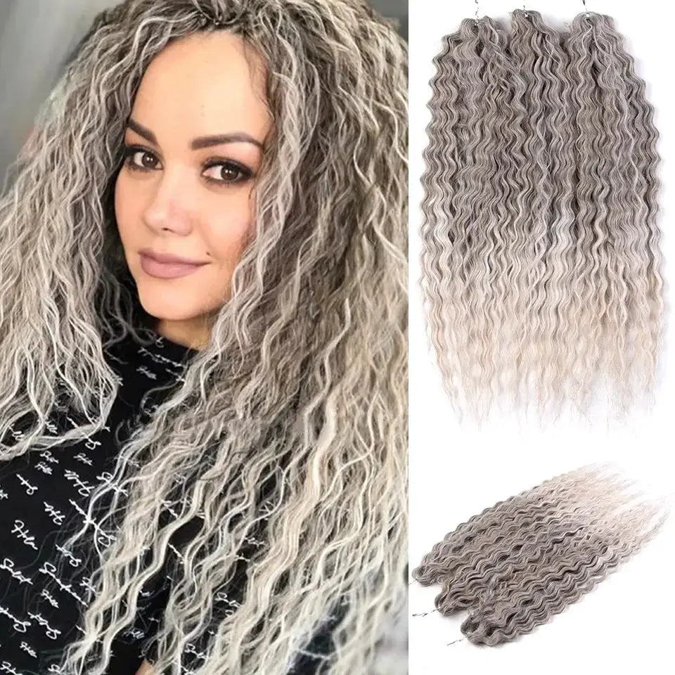 Ariel Synthetic Twist Crochet Hair by Simples Market, 22in, 300g water wave ombre blonde extensions