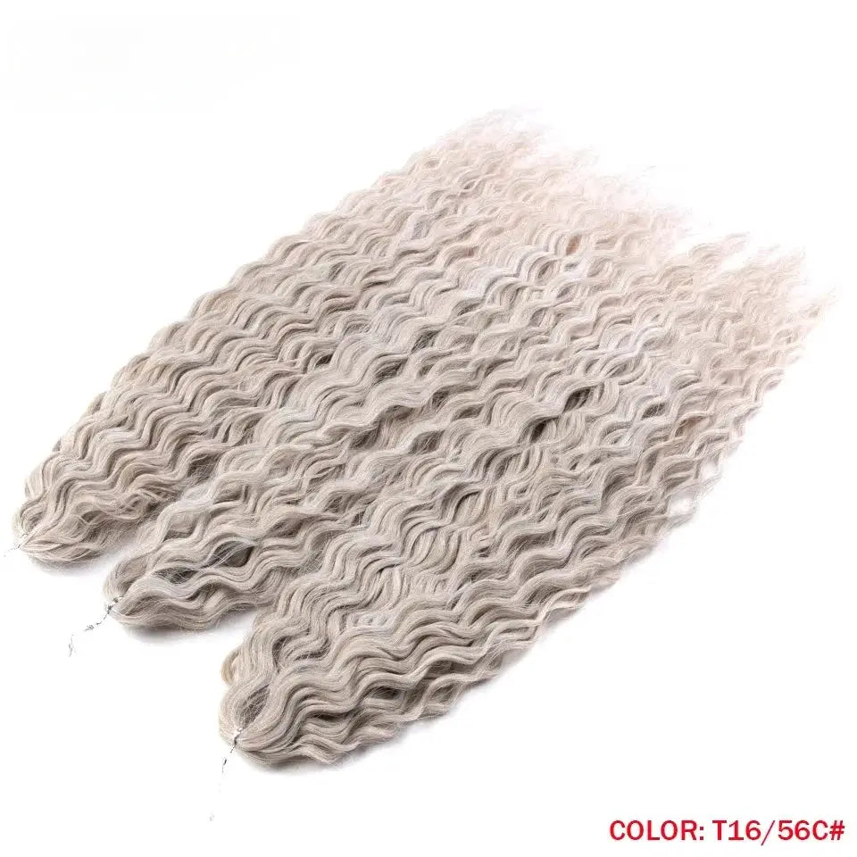 Simples Market Ariel crochet hair, 22in, ash blonde ombre water-wave synthetic twists, 3 bundles