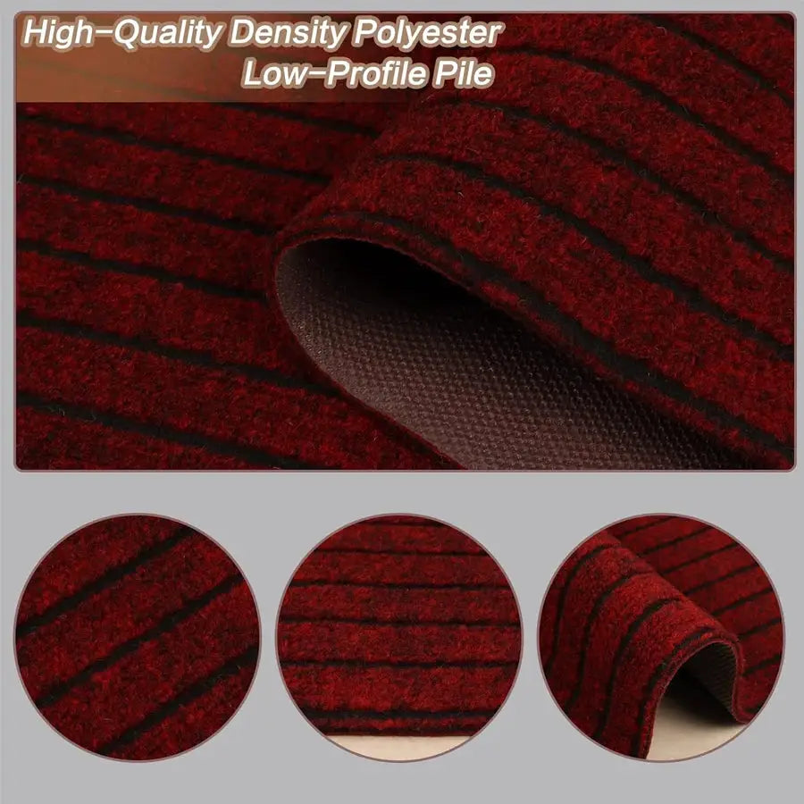 Kitchen floor mat by Simples Market, polyester striped, low-profile red and black, non-slip, anti-fouling