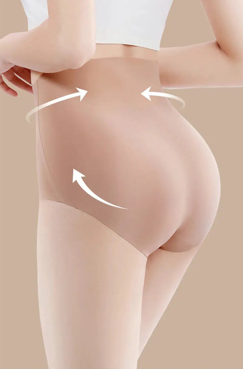 Simples Market women high-rise body shaper underwear in beige; seamless briefs that lift waist and buttocks