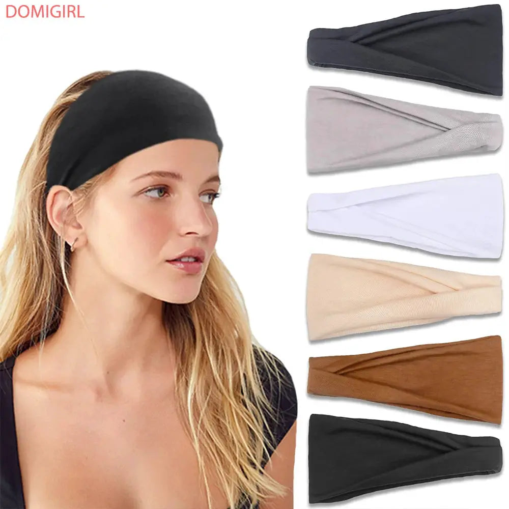 PulseFit Elastic Hair Band Sweat Absorbing Cotton Headband For Yoga Exercise And Daily Sports For Women And Men