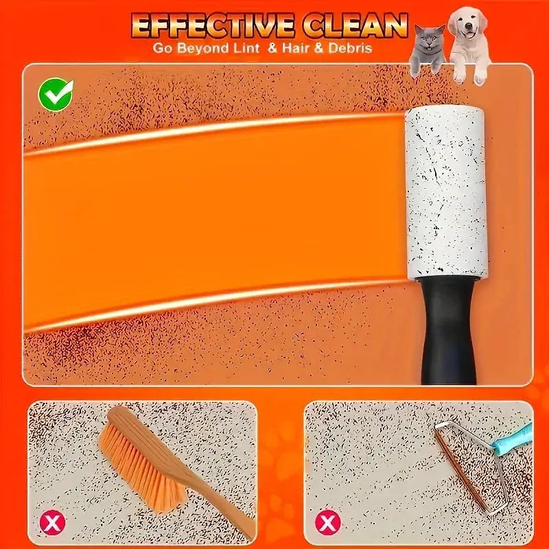 Ultra Sticky Lint Roller by Simples Market for pet fur on furniture, clothing and carpets; orange handle