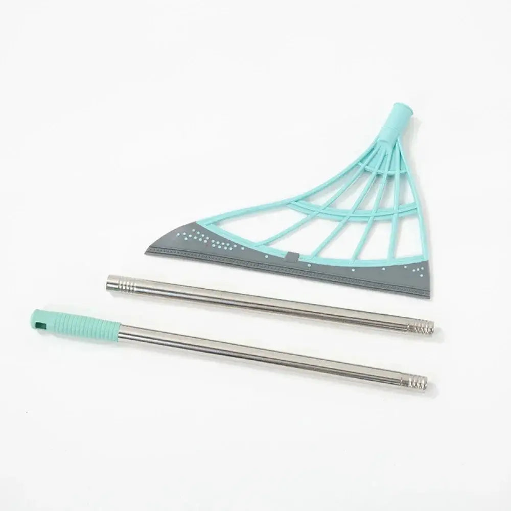 3-piece silicone window squeegee set with turquoise frame and stainless rods