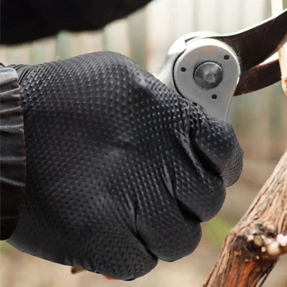 Simples Market heavy duty nitrile gloves, black 8mil textured grip work gloves for gardening