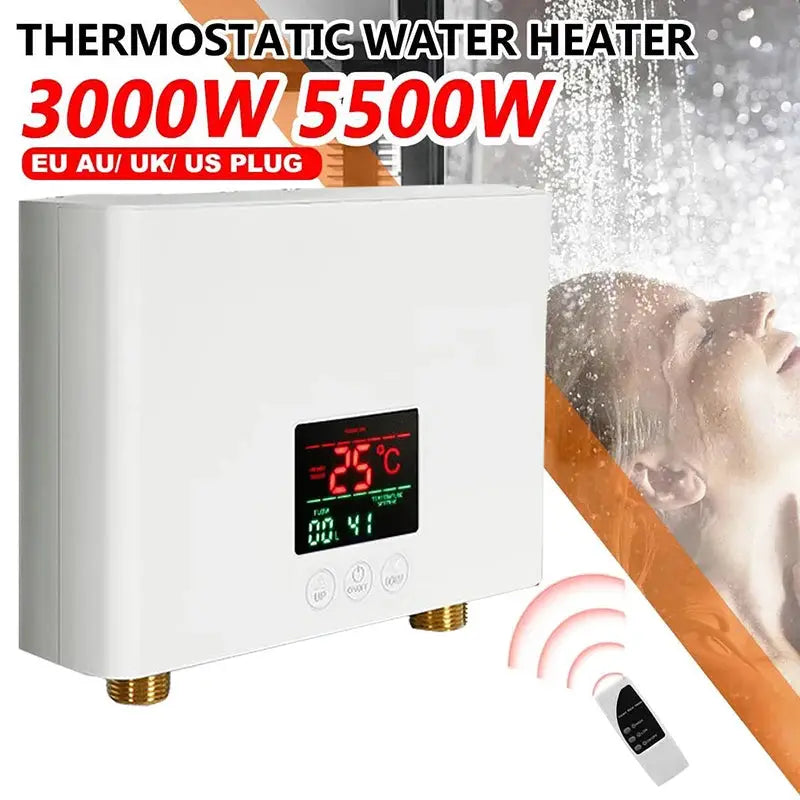 Kbxstart 110V to 220V Instant Wall Mounted Water Heater 3000W and 5500W for Bathroom and Kitchen