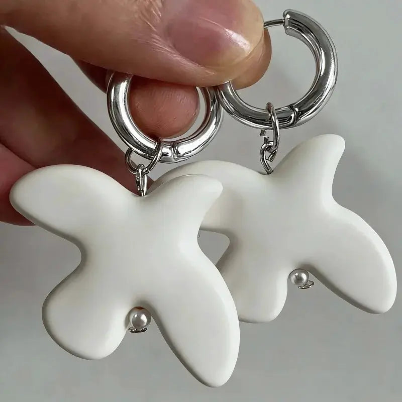 White Peace Dove Hoop Earrings For Women Geometric Round Metal Jewelry Gift Party Accessories