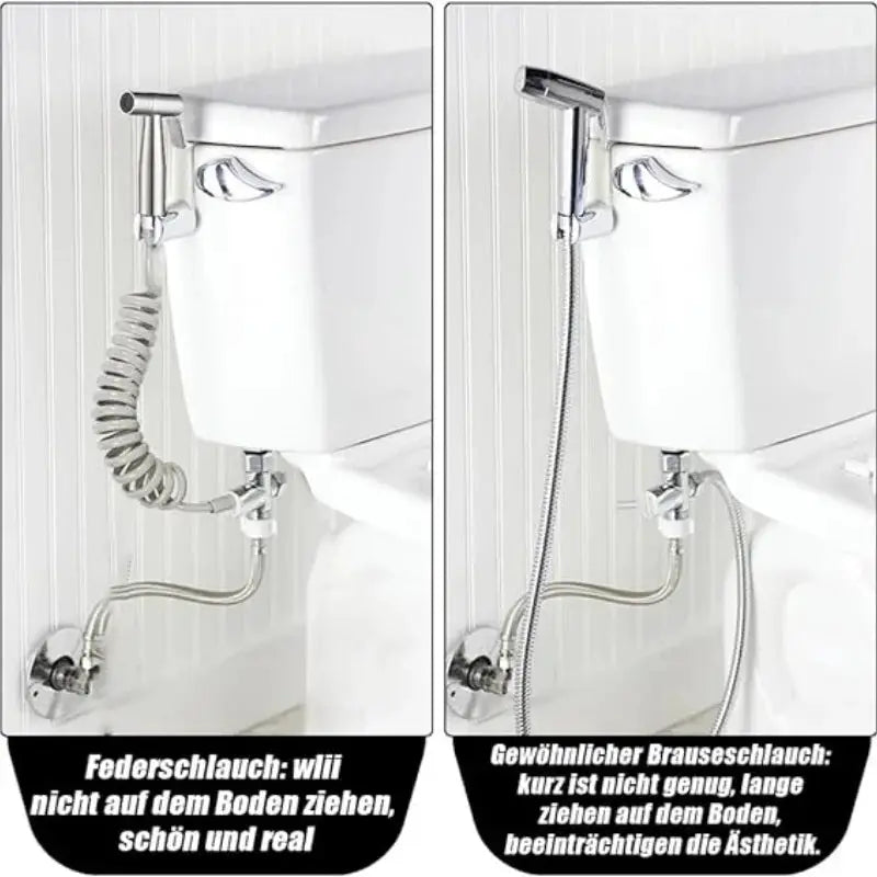 Handheld bidet sprayer kit in stainless steel with 3-way valve and flexible hose, Simples Market