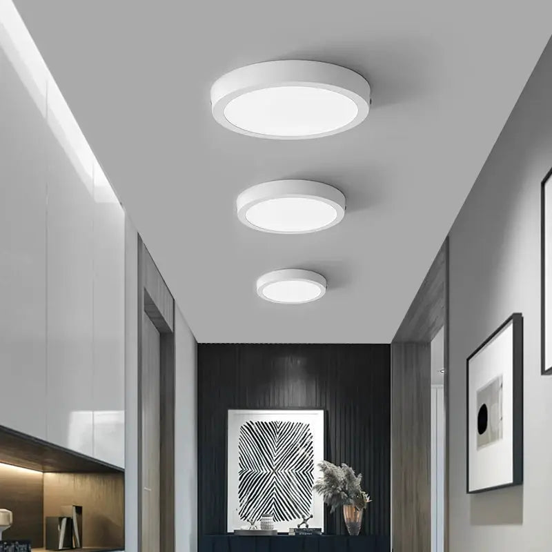 Simples Market LED ceiling lamps, ultra-thin round panel lights, white finish, 3-pack for living room/bedroom