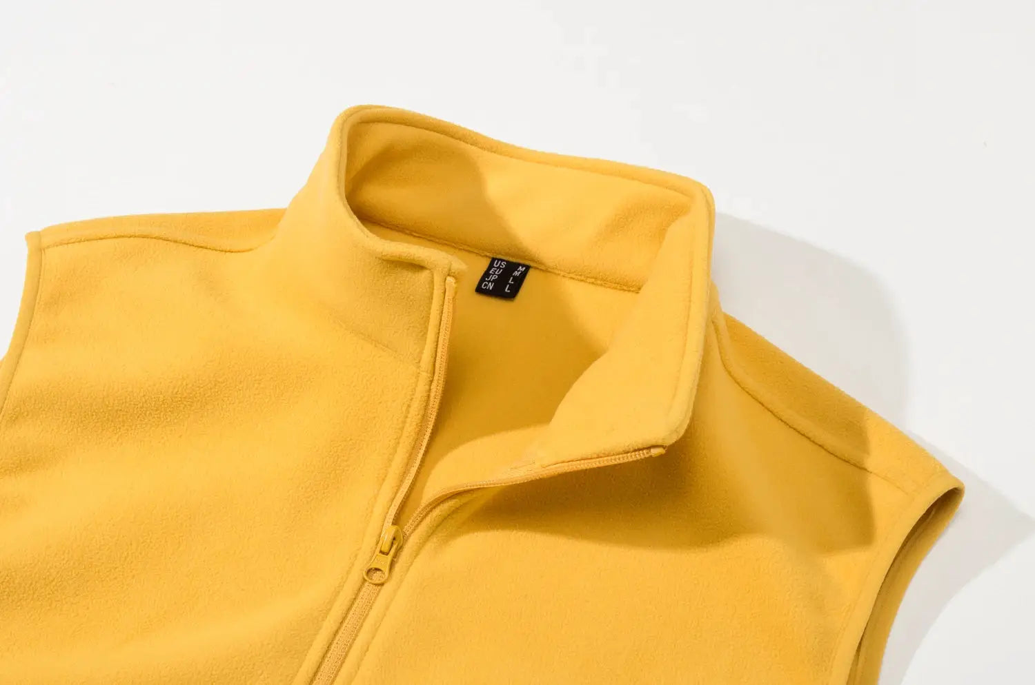 TACVASEN fleece vest; yellow sleeveless jacket with stand collar and front zipper
