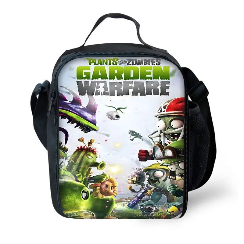 Simples Market kids' school backpack with Plants vs Zombies Garden Warfare print, black with colorful front panel.