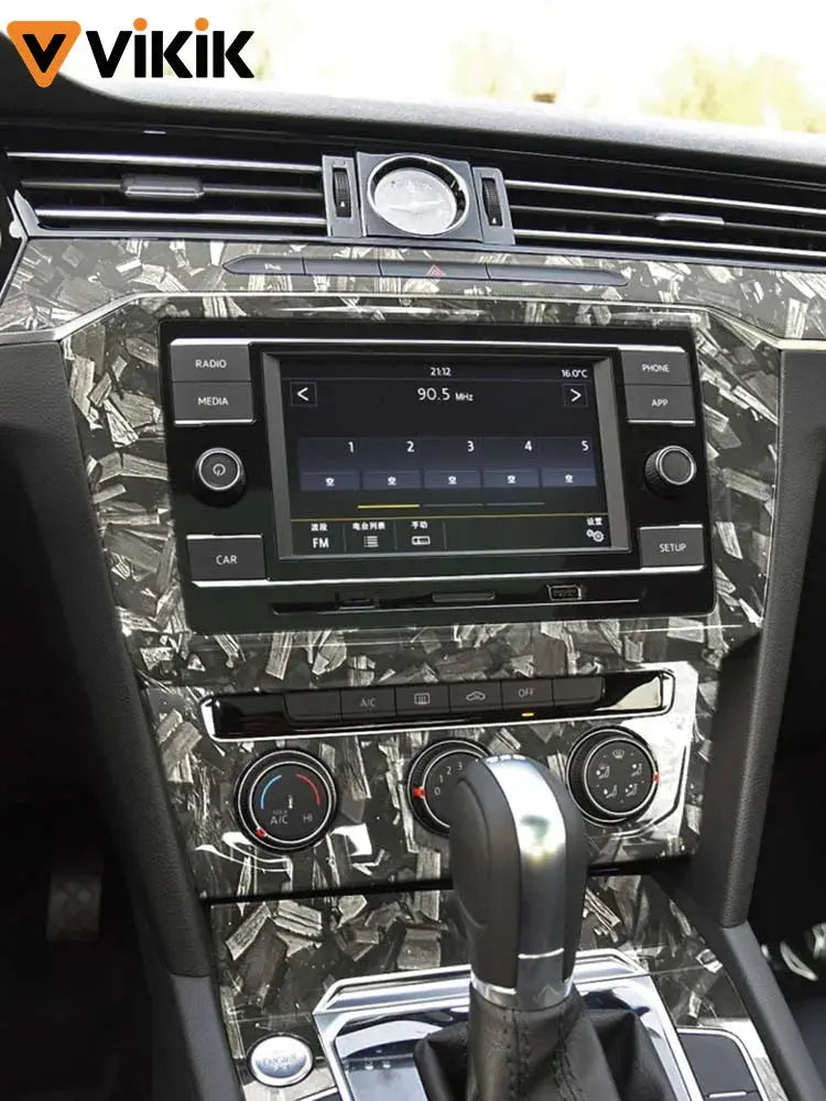 Car carbon fiber vinyl wrap for interior center console, PET self-adhesive decal by VIKIK
