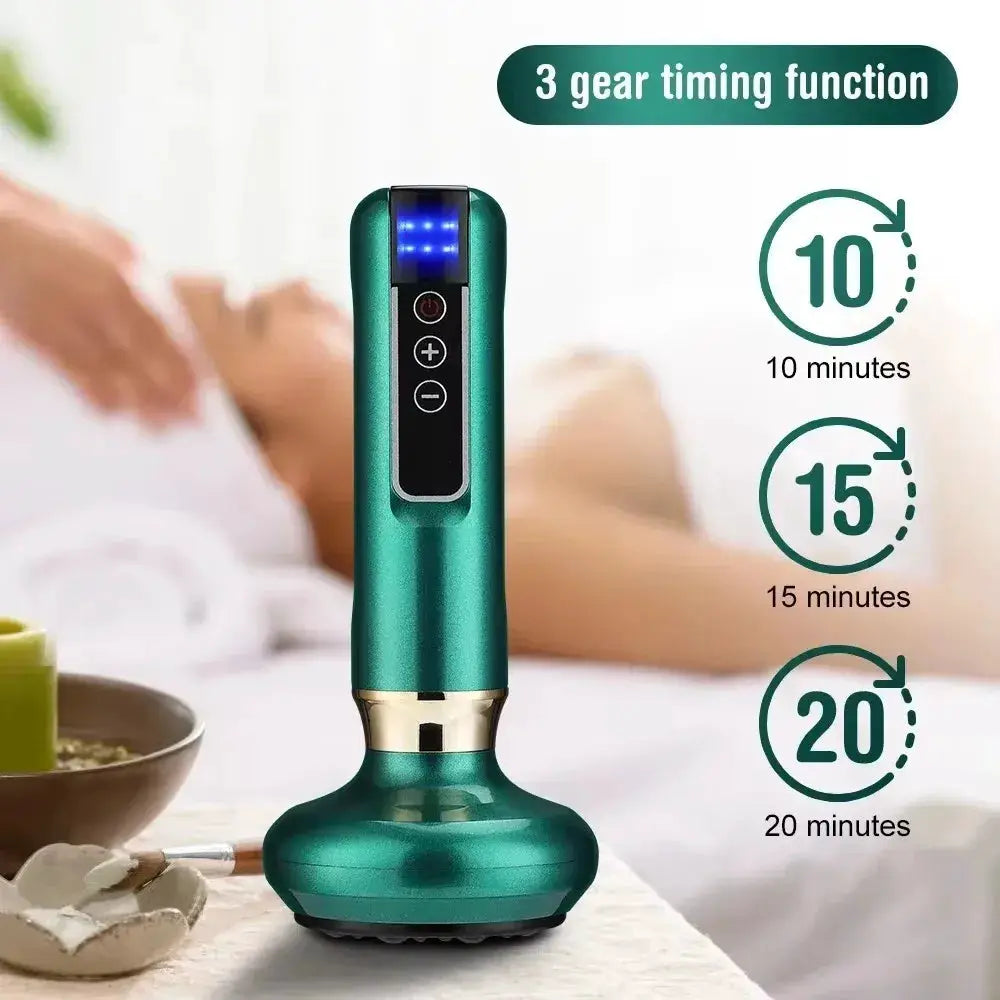 Simples Market Tricolor Electric Massager GuaSha with vacuum suction, teal body and blue LED panel