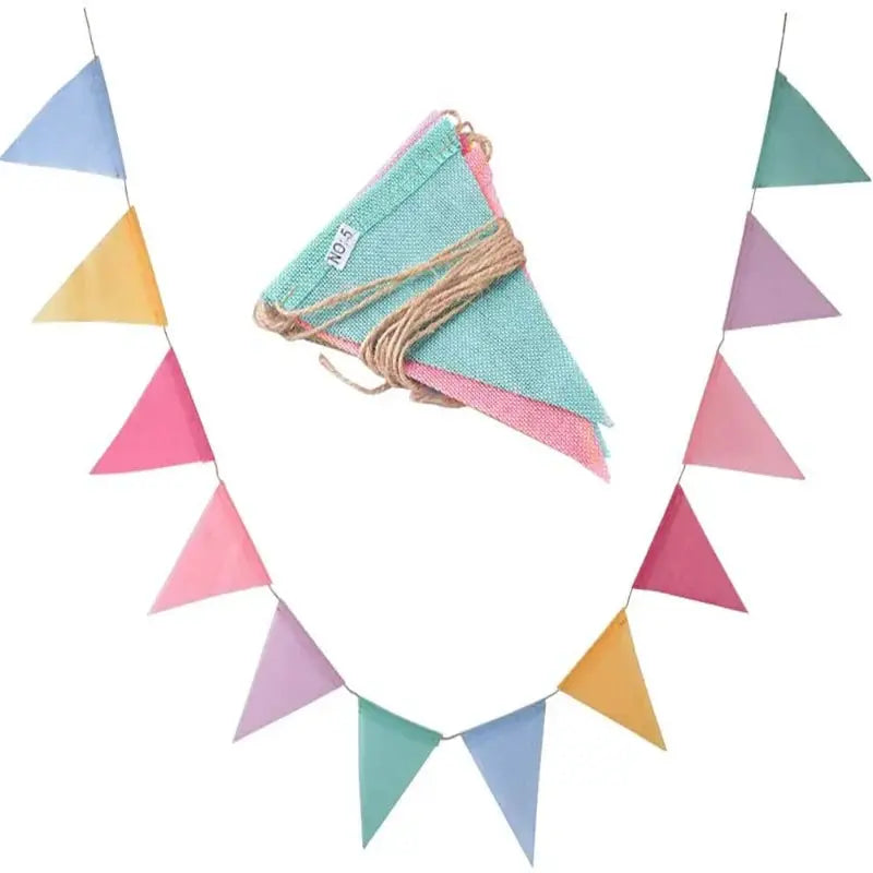 4m Colorful Jute Linen Pennant Flags Banner For Birthday Wedding Christmas Party Decorations Home Decor