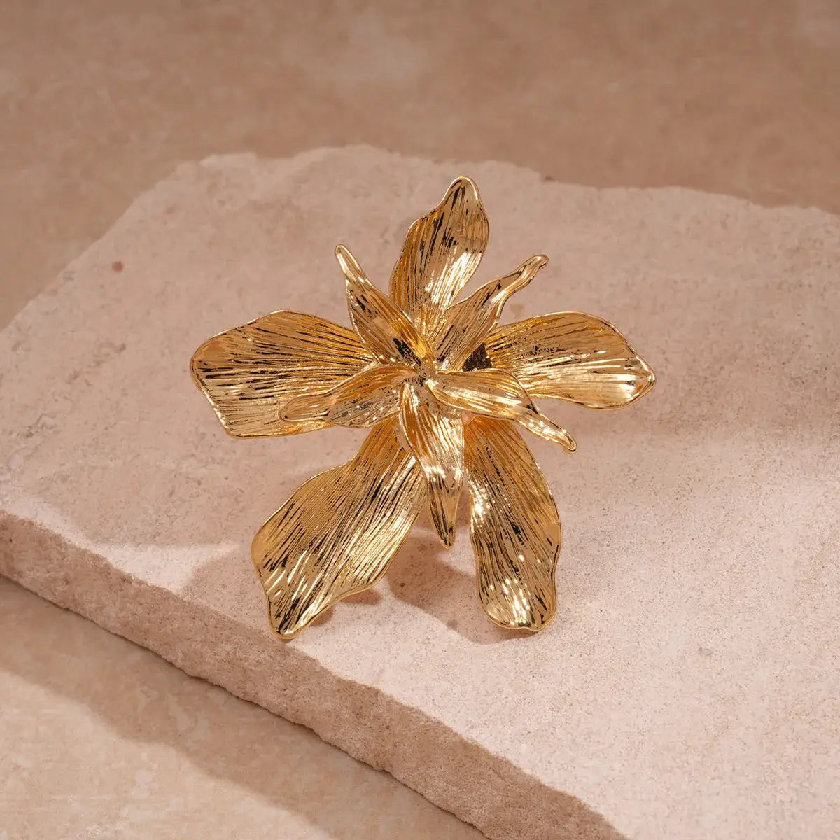 Exaggerated Bilayer Big Flower Ring For Women Open Adjustable Fashion Jewelry Wedding Birthday Gift