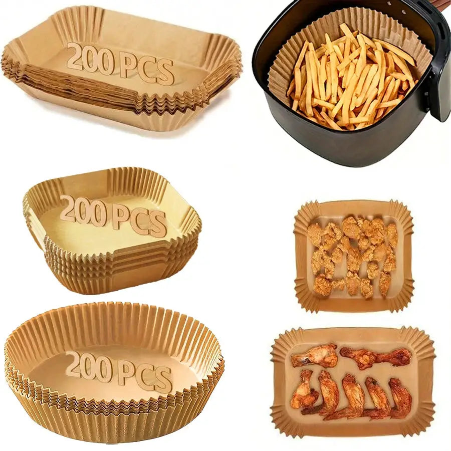 Air Fryer Paper Liners Disposable Parchment Paper Oil Proof Waterproof Nonstick Round, Square And Rectangle