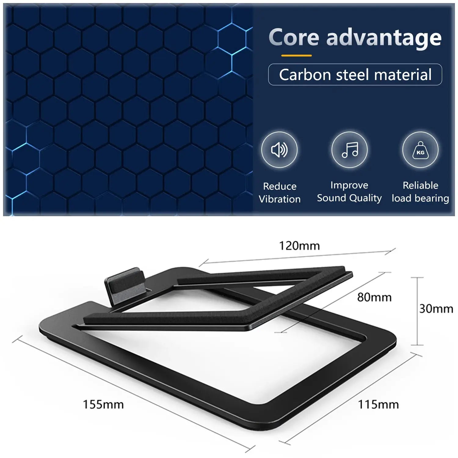 NovaTech Carbon Steel Desktop Speaker Stand With Shock Absorption For Enhanced Sound Quality