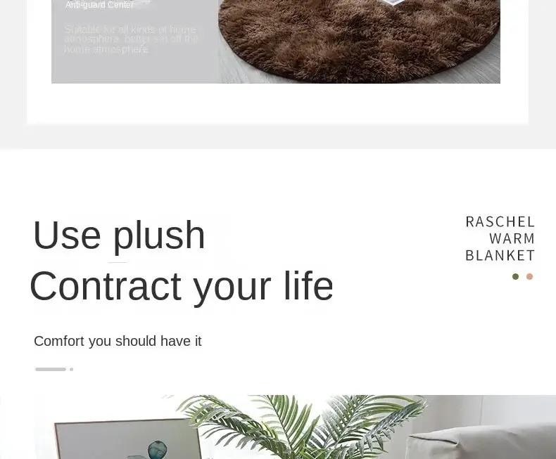 Simples Market plush round white rug mat, fluffy thick-pile carpet for living room decor