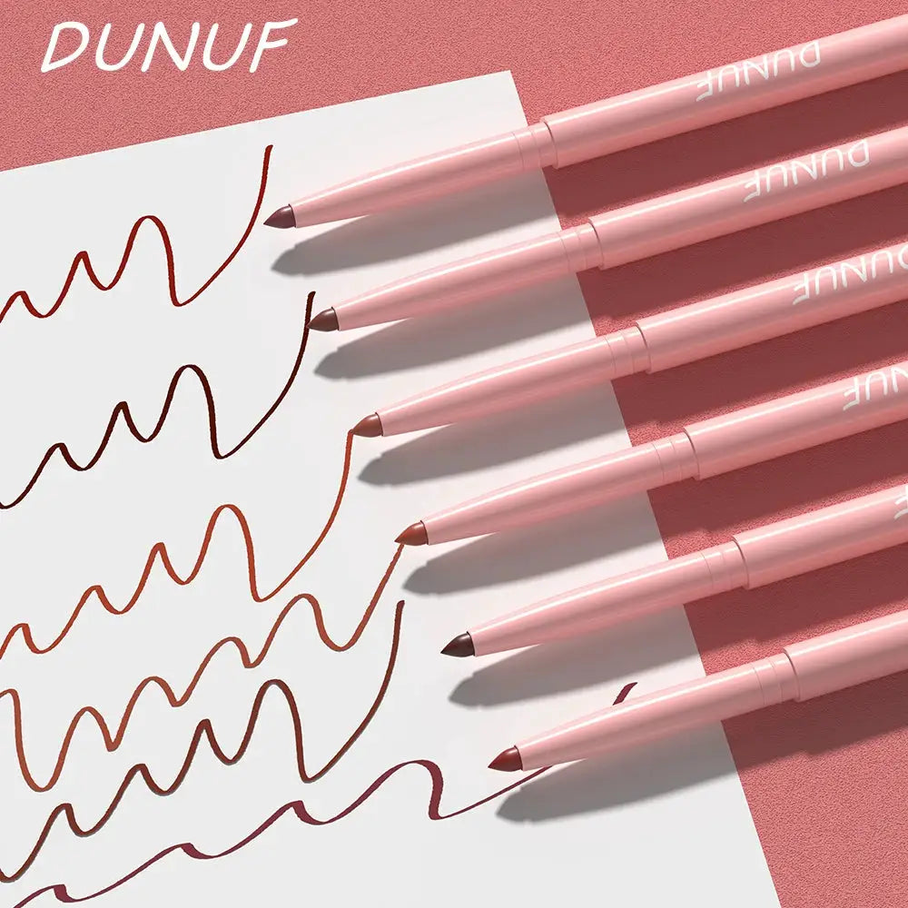LuxeLips Six Piece Lip Liner Pen Set Long Lasting Waterproof Sweatproof Color Rendering for Precise Definition