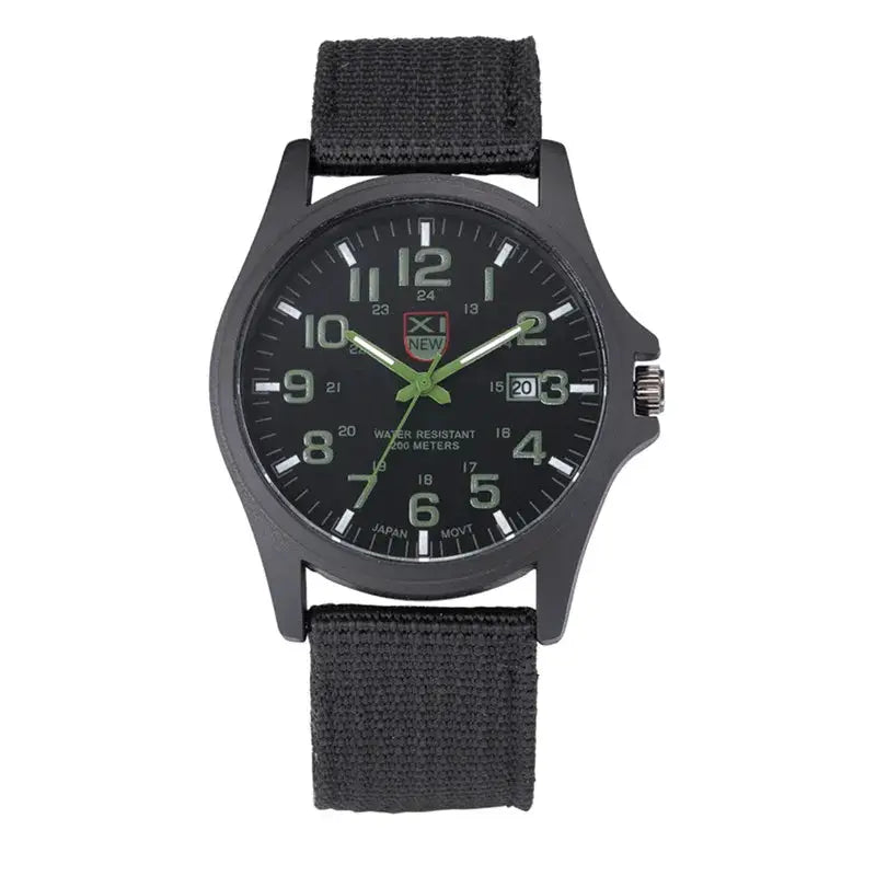 XINEW Mens Nylon Band Quartz Sports Watch With Date Display Casual Everyday Timepiece