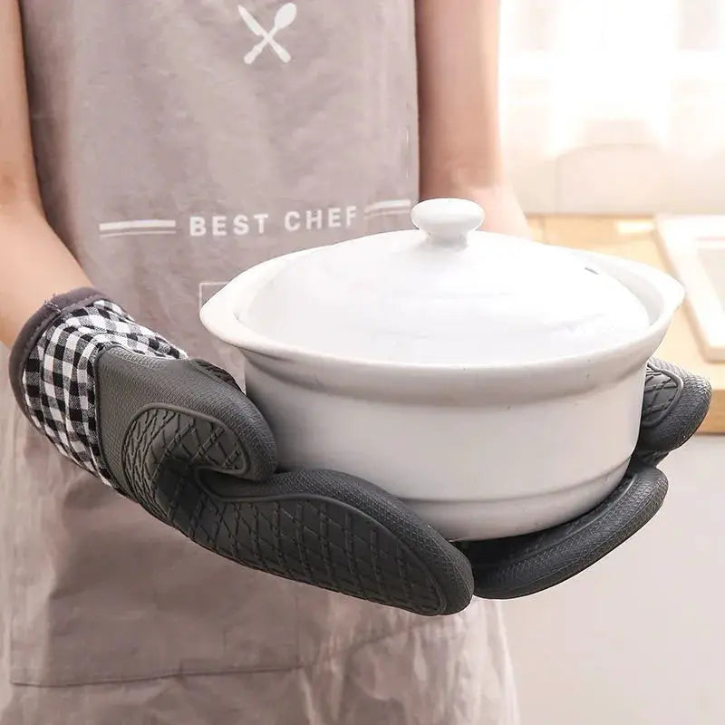 Silicone Oven Gloves Heat Resistant Anti Burn Non Slip For Kitchen Microwave Baking And Grilling