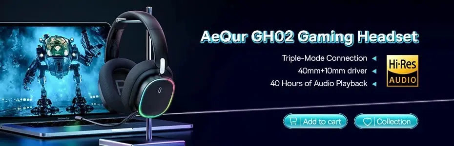 AeQur GH02 gaming headset over-ear with RGB-lit cups