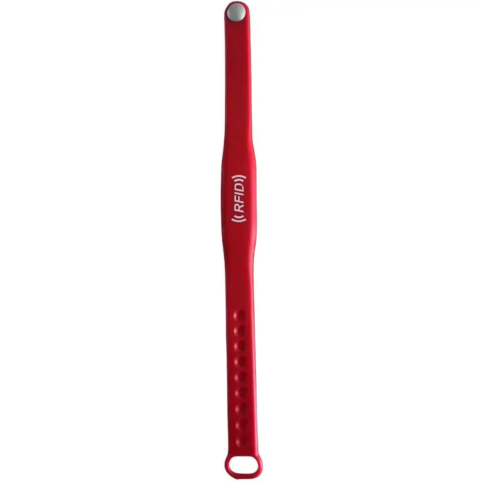 Red plastic RFID keyfob cloning wand with loop at end and RFID label on body