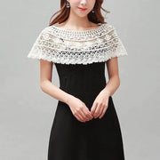 LunaFleur Sunflower Lace Knit Shawl Wrap For Bridal And Evening Wear Elegant Hollow Out Crochet Capelet