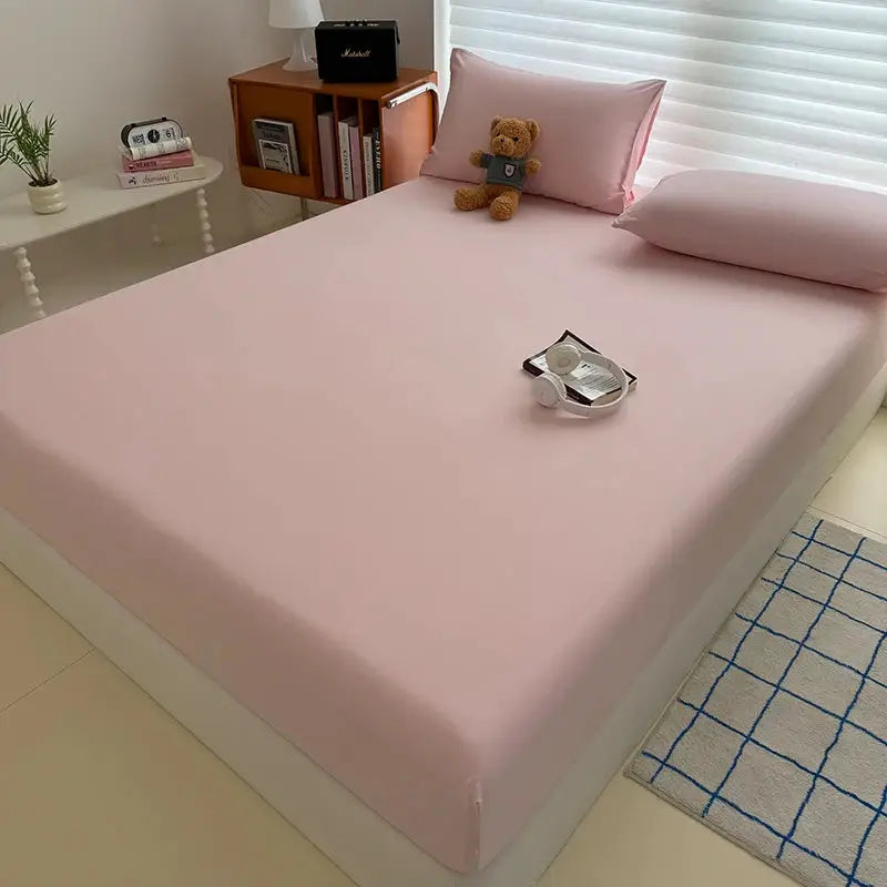 Simples Market pink washed fitted sheet with elastic bands for single to king beds 90x200, 150x200, 180