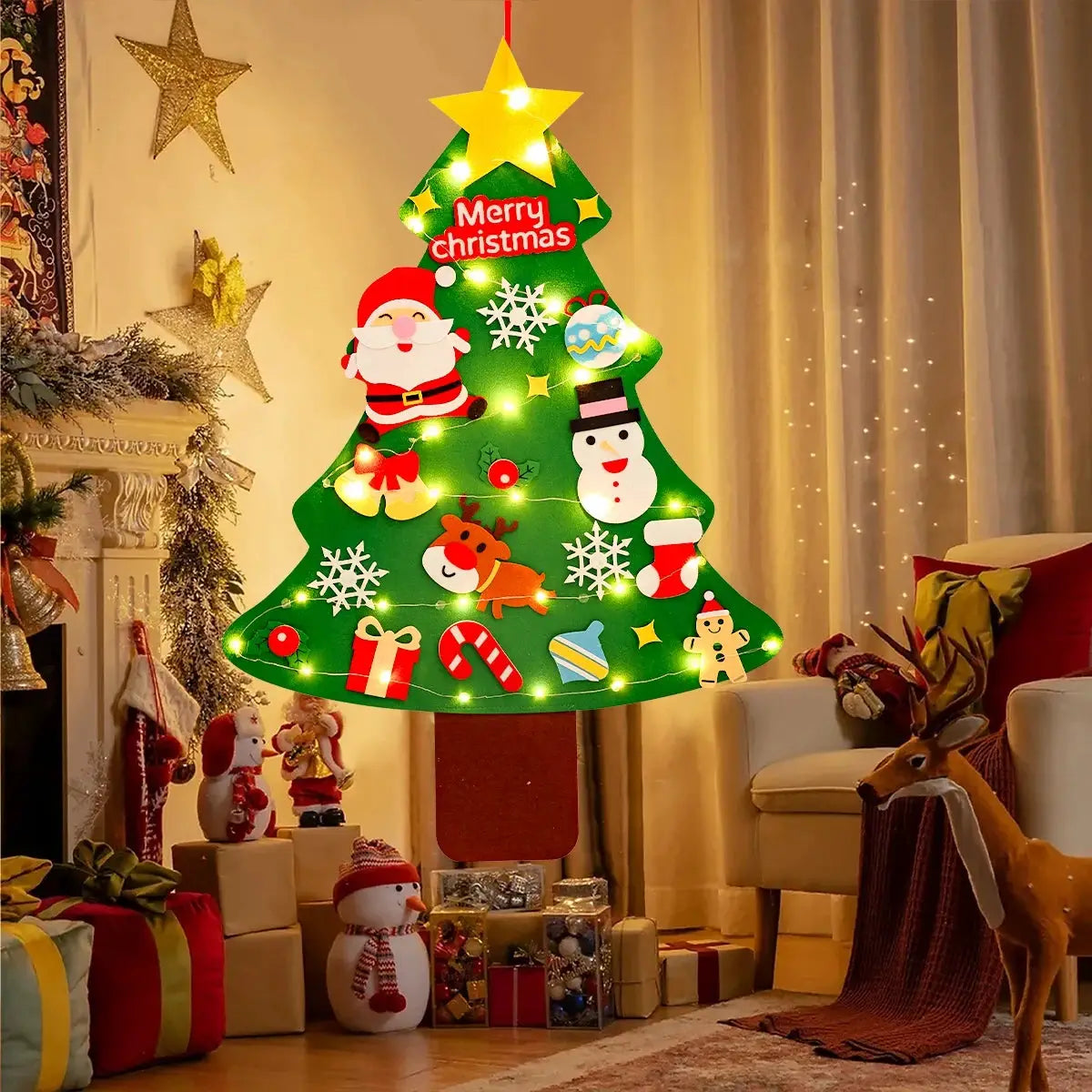DIY Felt Christmas Tree Decoration Kit For Home Decor Xmas Navidad Noel 2025 Santa Claus Gift For Kids