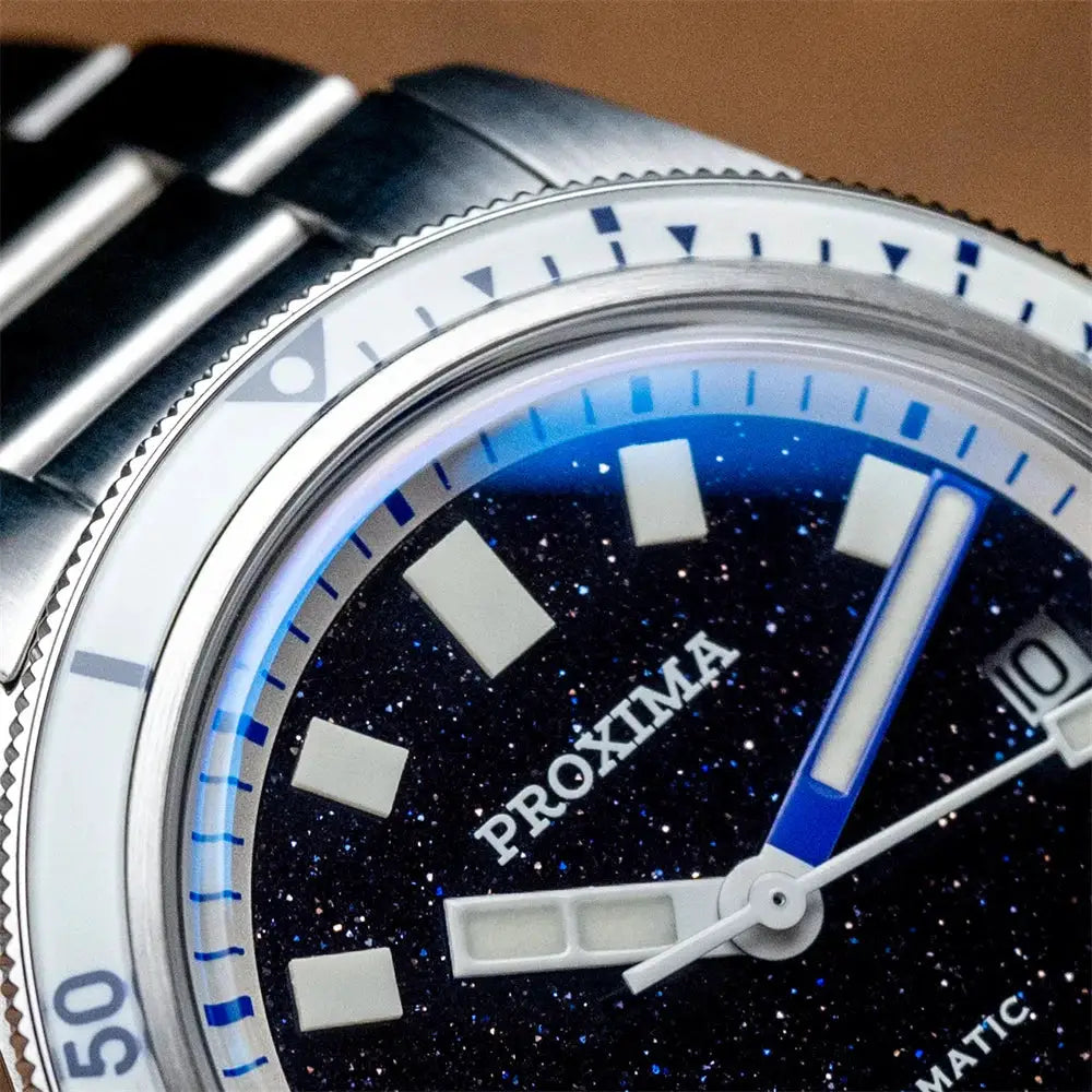 Proxima PX1721 men's automatic watch with aventurine dial and stainless steel bracelet, 39mm.