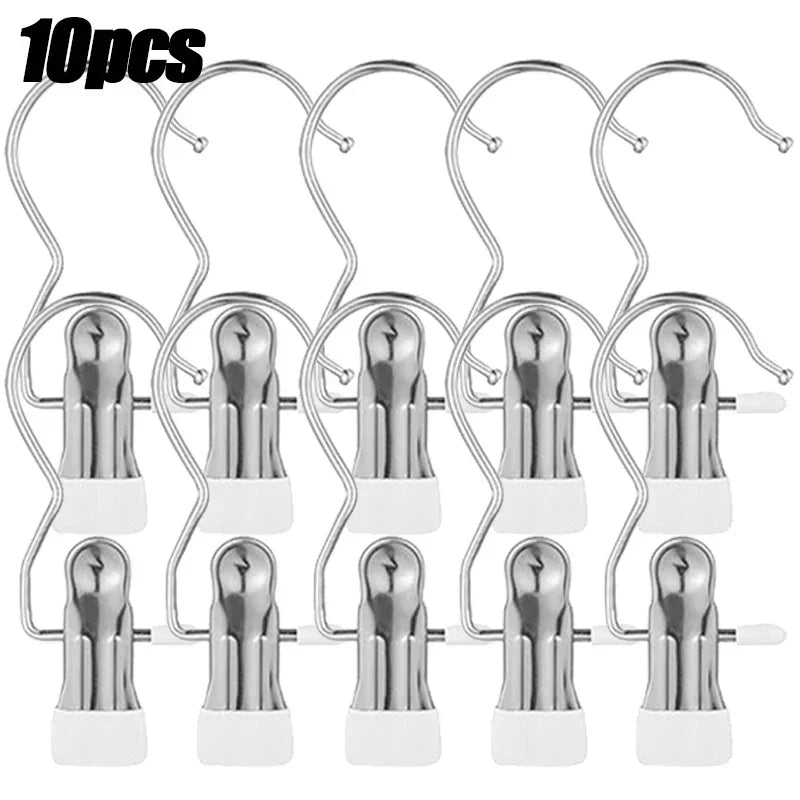 Stainless steel clothespins room organizer 10pcs, extendable clothes rack for laundry