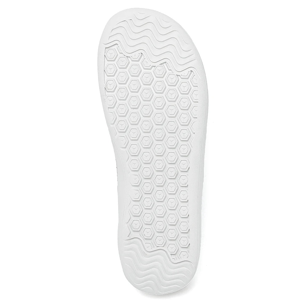 HOBIBEAR barefoot shoe sole in white with hexagonal tread pattern.
