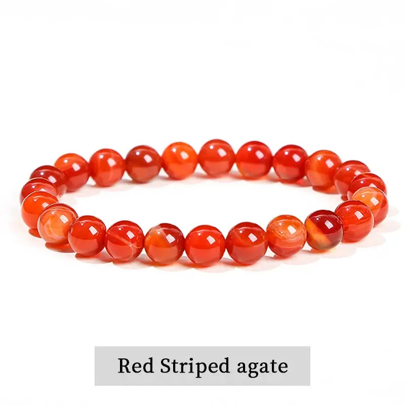 JD Natural Stone Beads Bracelet Amethyst Tiger Eye Crystal Quartz Agate Unisex Bangle Reiki Healing Jewelry Gift