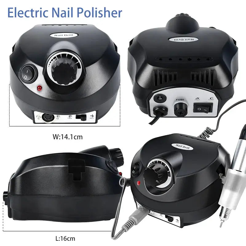 Simples Market black electric nail polisher kit with compact nail drill and accessories