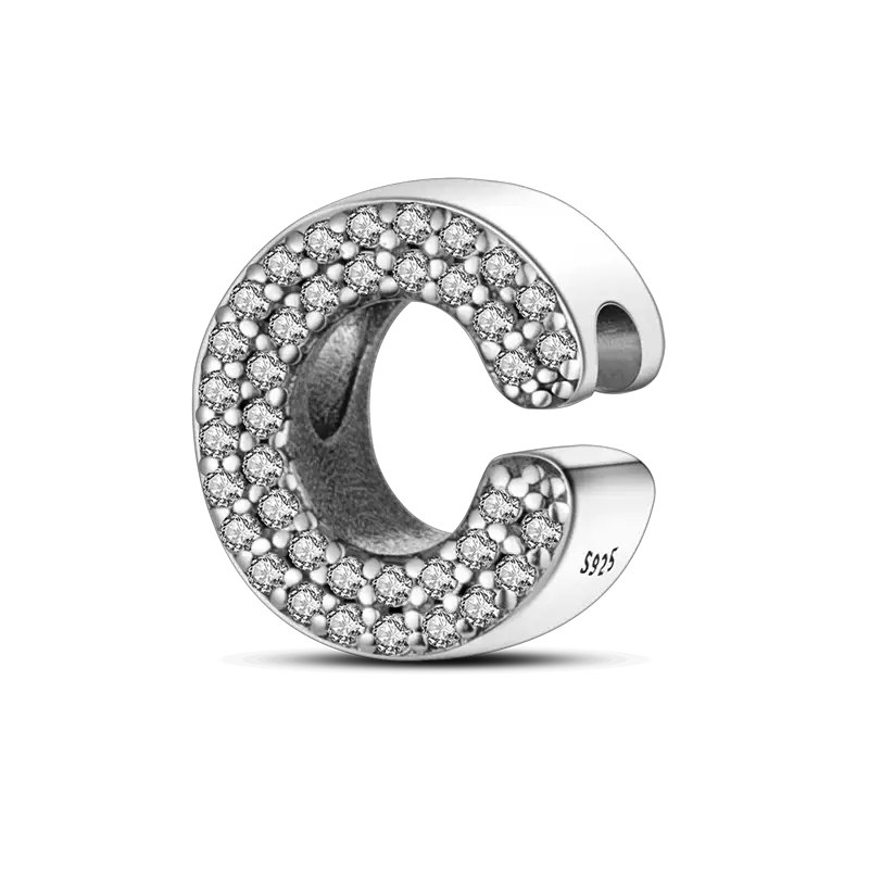 Charmhub Fit Original bangle bracelet in 925 sterling silver with CZ stones, open C-shape